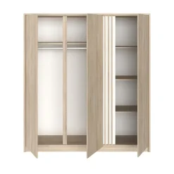 Kledingkast Evi 3-deurs - eikenkleur - 203x185x52 cm
