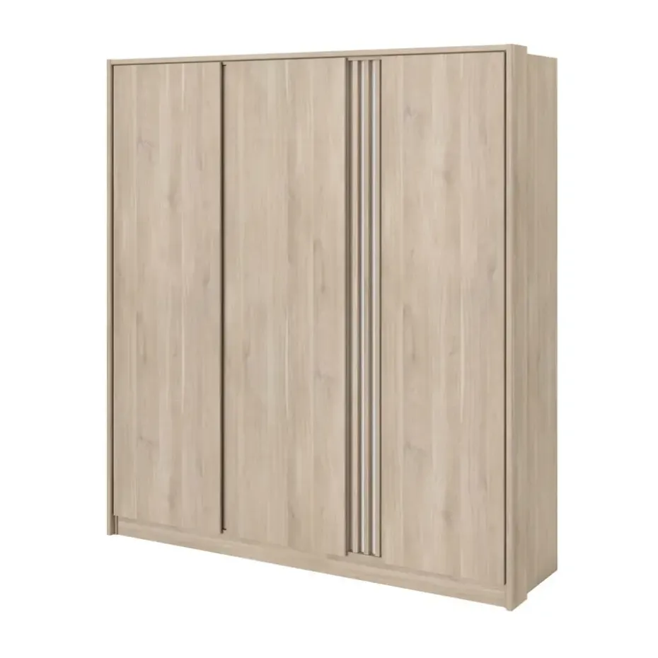 Kledingkast Evi 3-deurs - eikenkleur - 203x185x52 cm