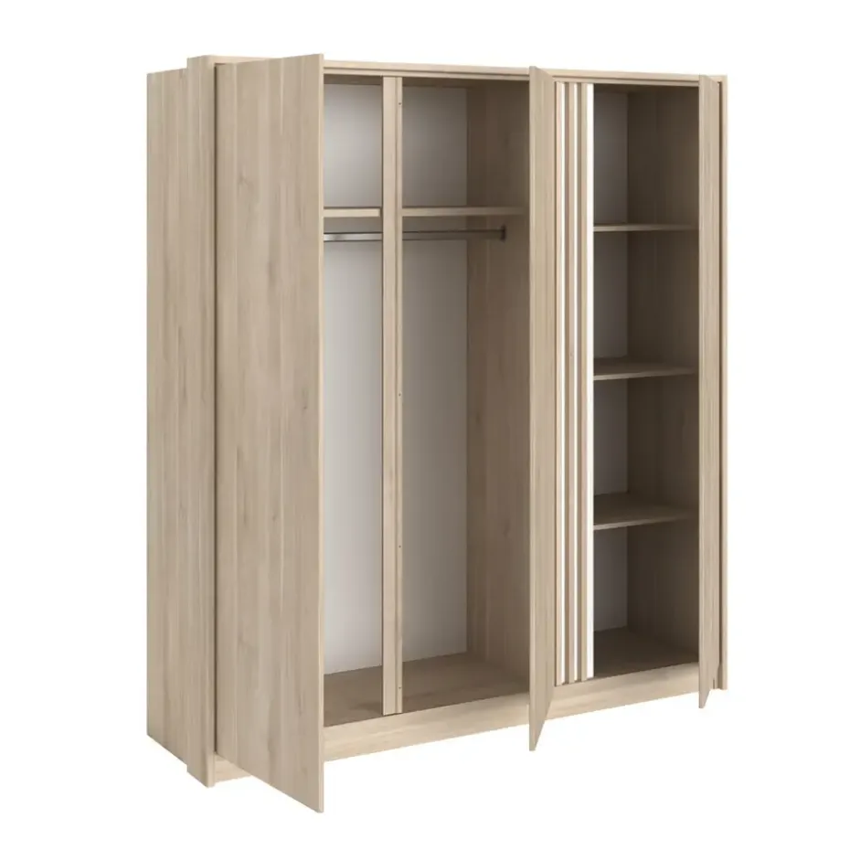 Kledingkast Evi 3-deurs - eikenkleur - 203x185x52 cm