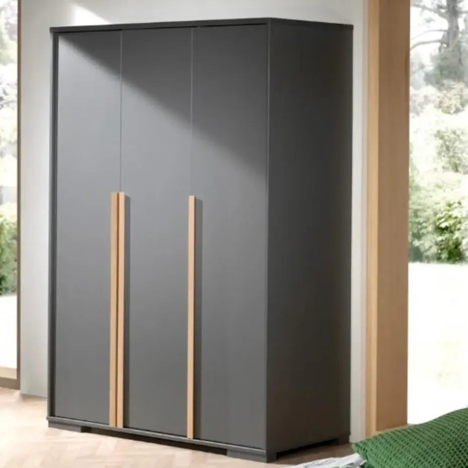 Kledingkast London 146cm met 3 deuren - antraciet