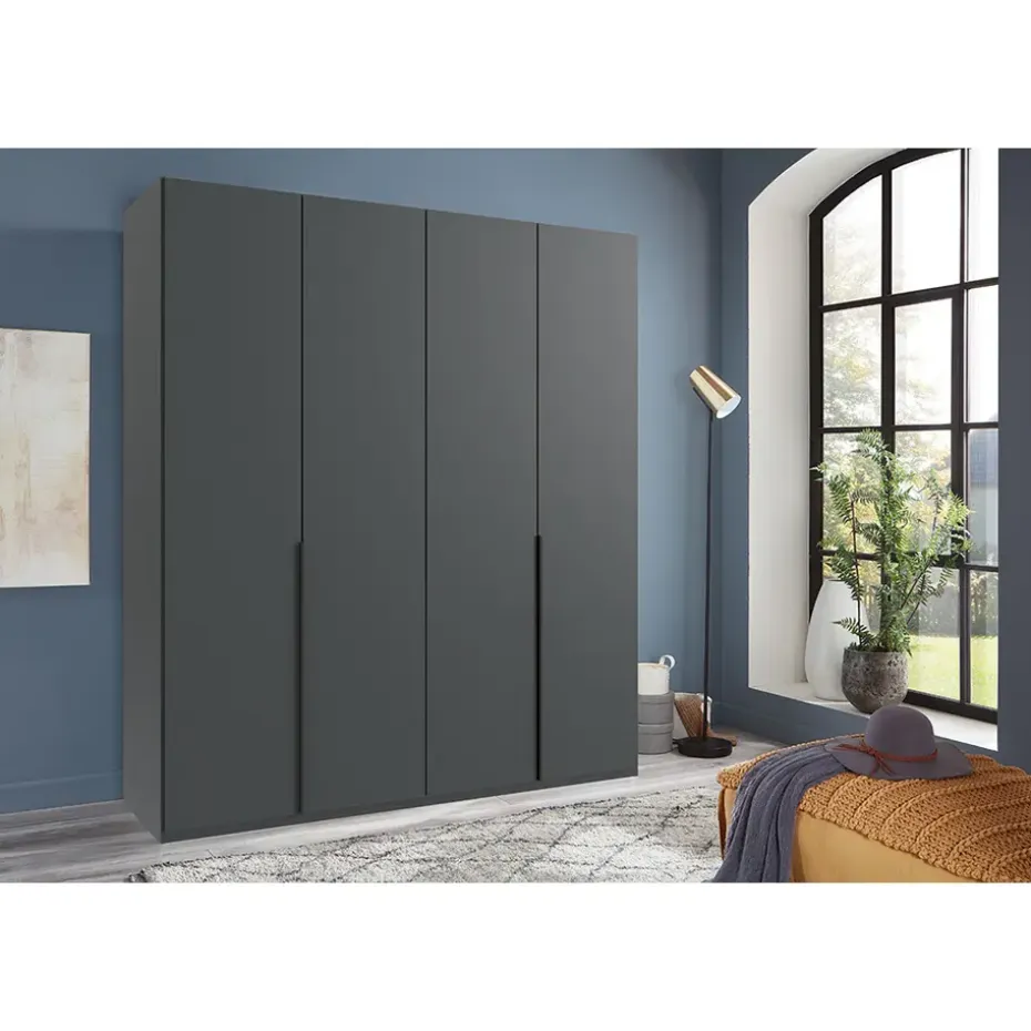 Kledingkast Milaan 4-deurs- grafiet - 208x180x58 cm