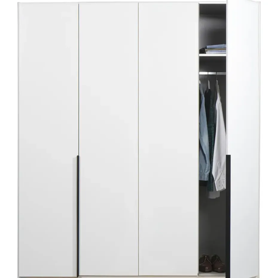 Kledingkast Milaan 4-deurs- wit - 208x180x58 cm