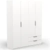 Kledingkast Spectre 157cm 4 deuren & 2 lades - mat wit