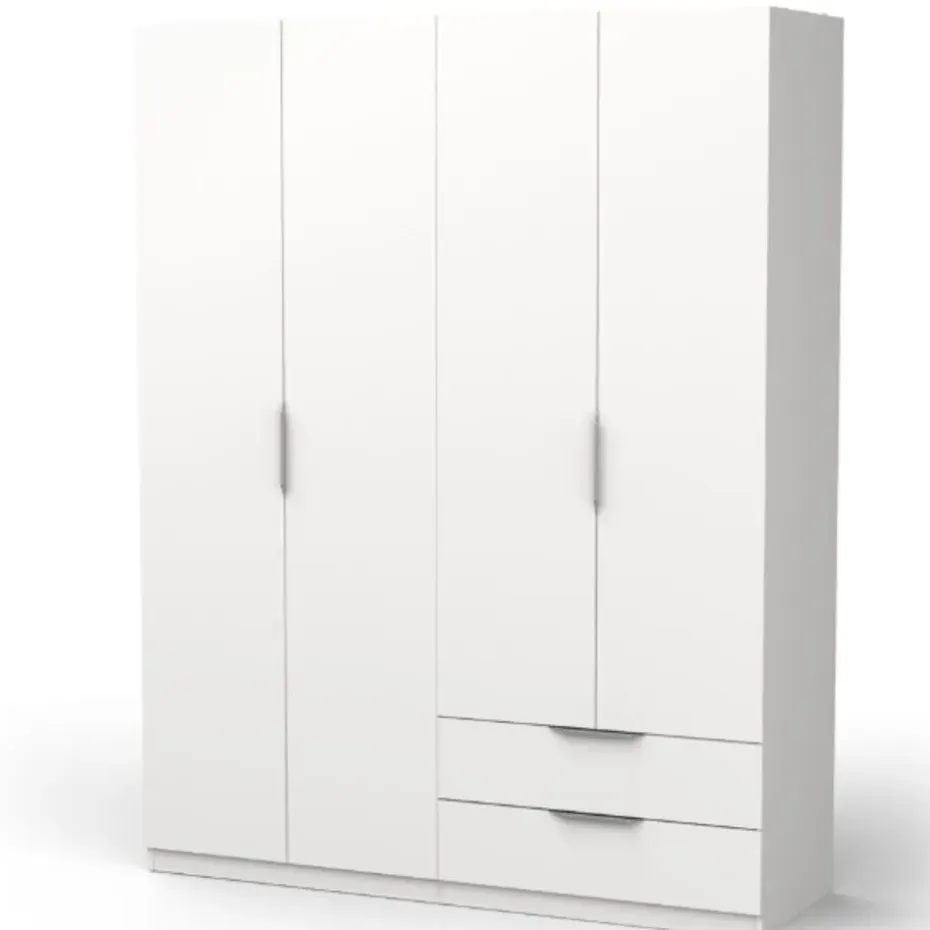 Kledingkast Spectre 157cm 4 deuren & 2 lades - mat wit
