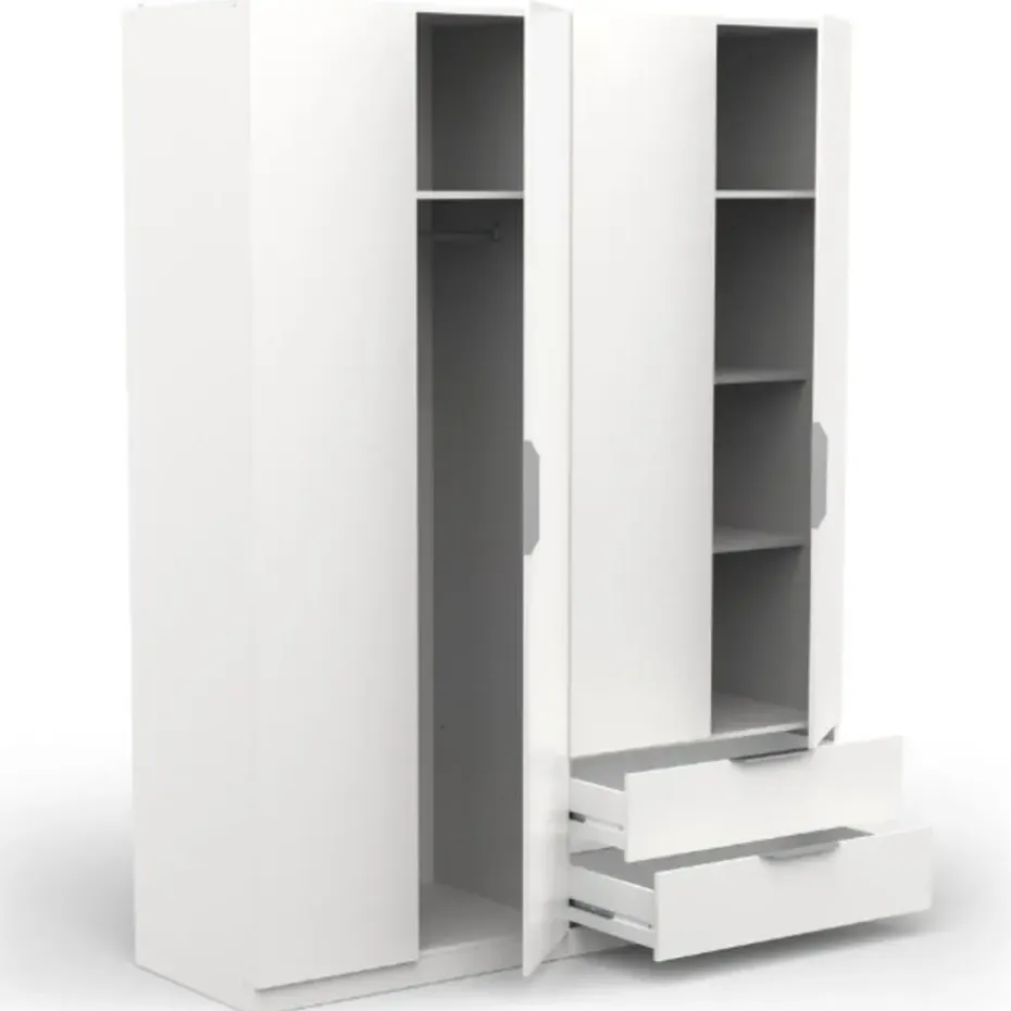 Kledingkast Spectre 157cm 4 deuren & 2 lades - mat wit