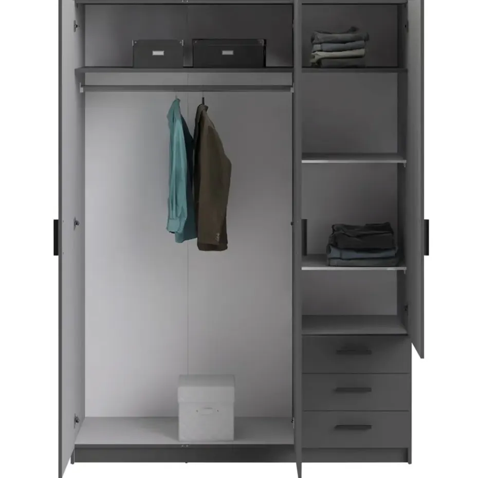 Kledingkast Sprint 3-deurs - antracietkleur - 200x147x50 cm