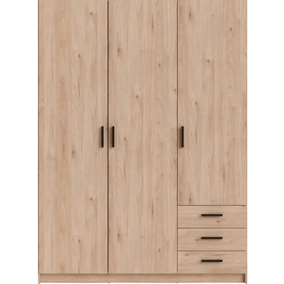Kledingkast Sprint 3-deurs - eikenkleur - 200x147x50 cm