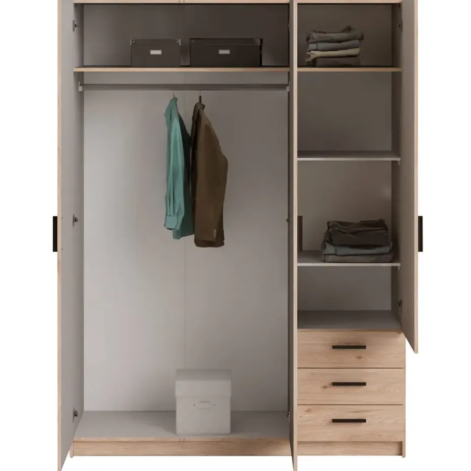 Kledingkast Sprint 3-deurs - eikenkleur - 200x147x50 cm