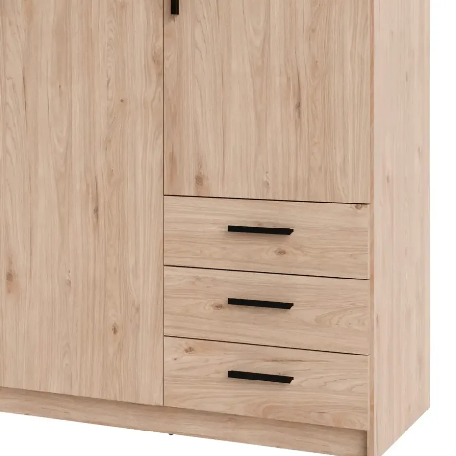 Kledingkast Sprint 3-deurs - eikenkleur - 200x147x50 cm