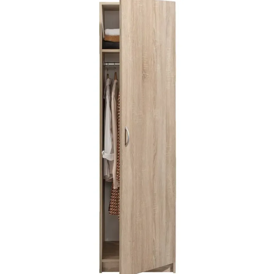 Kledingkast Varia 1-deurs - licht eiken - 175x49x50 cm