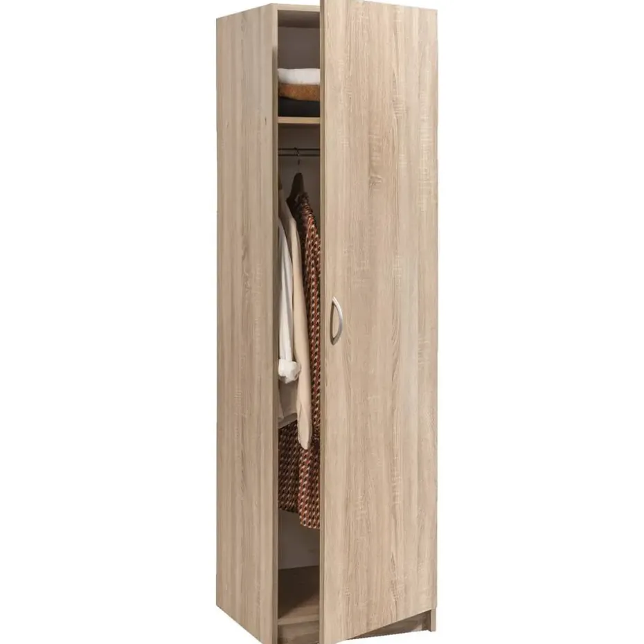 Kledingkast Varia 1-deurs - licht eiken - 175x49x50 cm