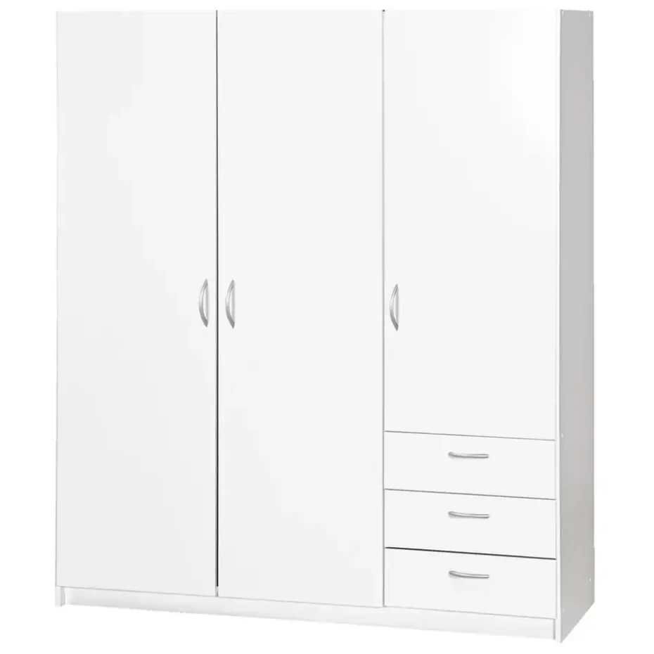 Kledingkast Varia 3-deurs - wit - 175x146x50 cm