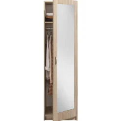 Kledingkast Varia 1-deurs inclusief spiegel - licht eiken - 175x49x50 cm