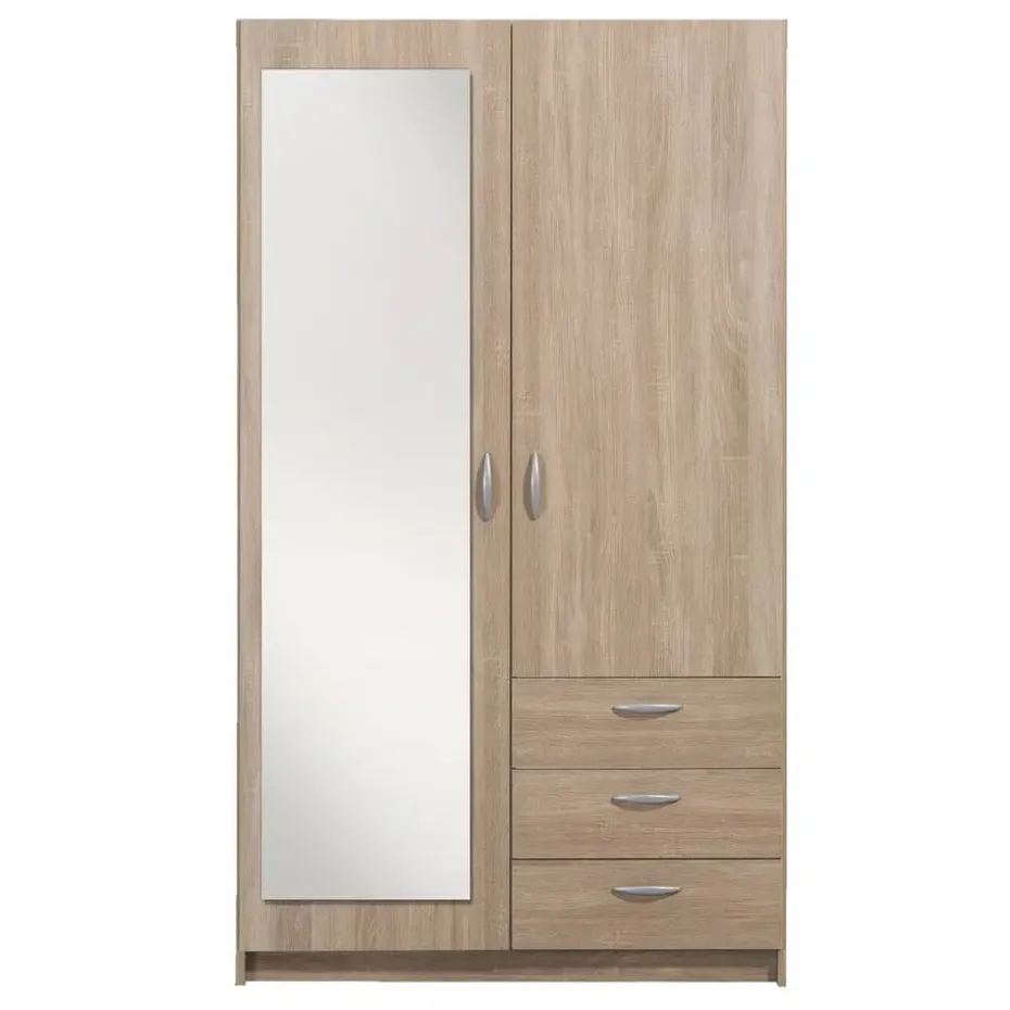 Kledingkast Varia 2-deurs inclusief spiegel - licht eiken - 175x97x50 cm