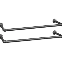 Kledingrek Set van 2 - Metaal - Industrieel - Zwart
