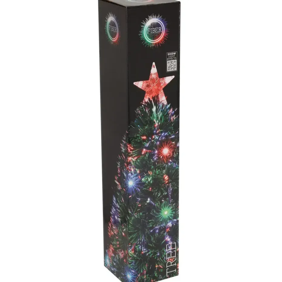 Kleine Fiber kunst kerstboom - H60 cm - met kerstverlichting -led