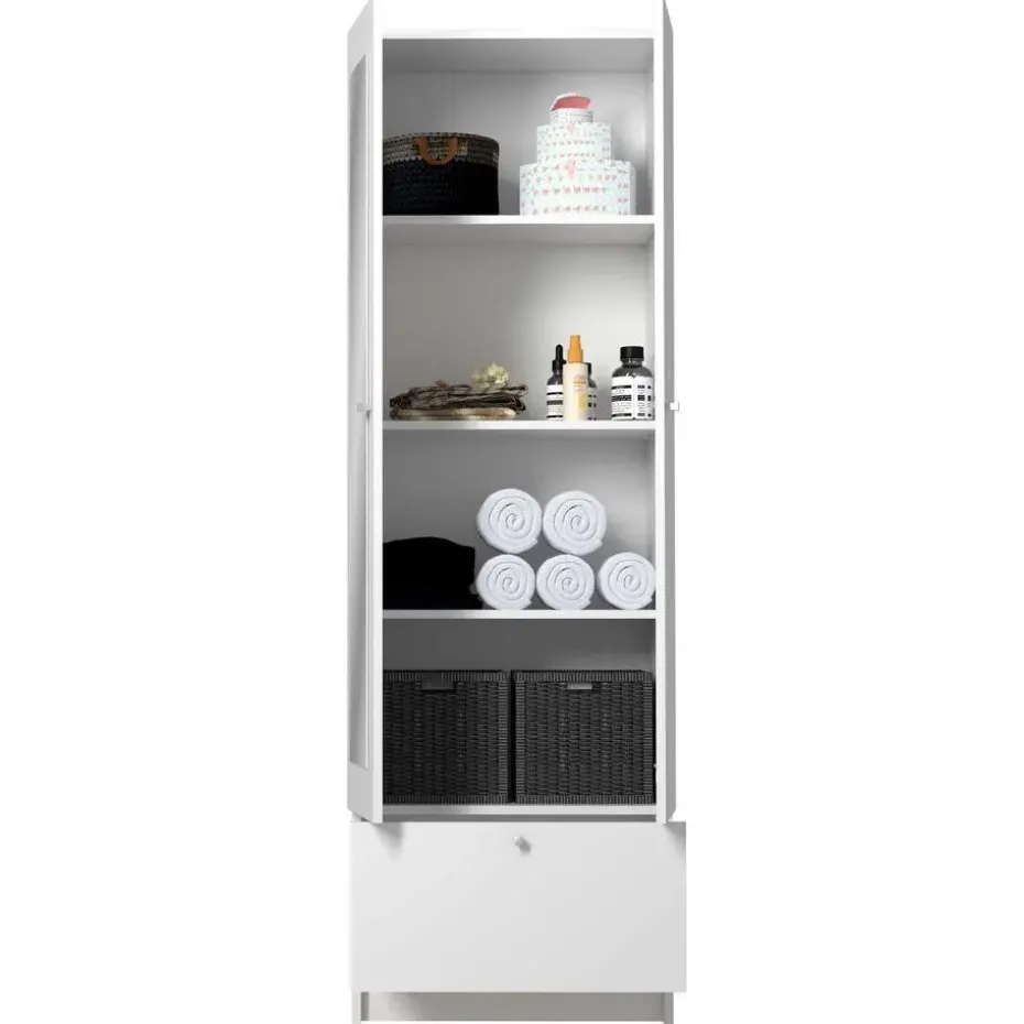 Kolomkast Fares 59cm met 2 deuren - 1 lade - wit