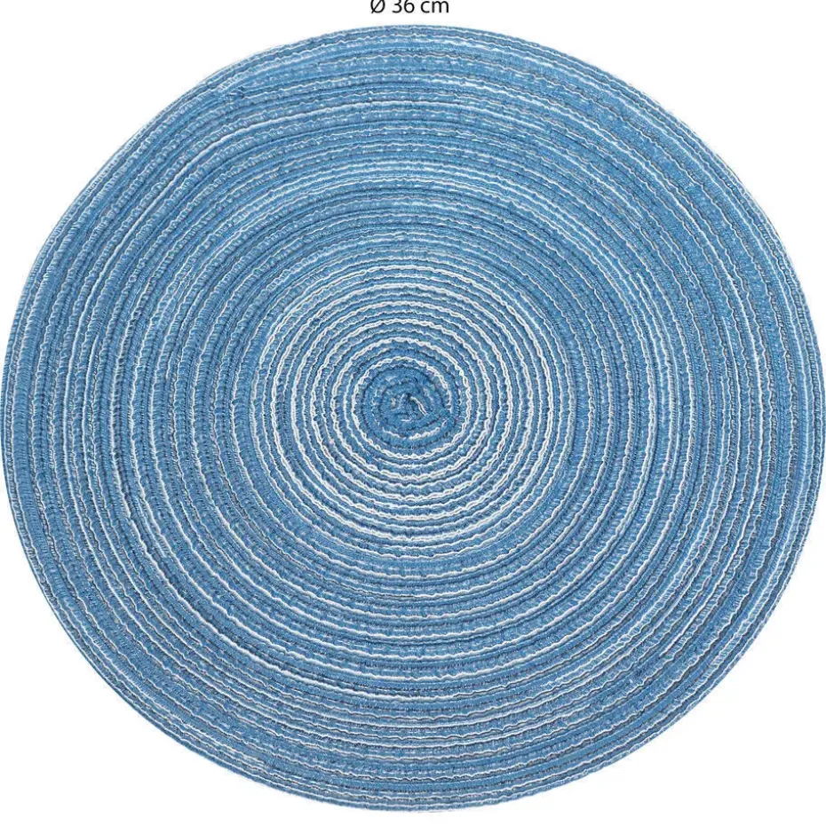 Krumble Placemat rond - Blauw/grijs - Set van 6