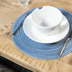Krumble Placemat rond - Blauw/grijs - Set van 6