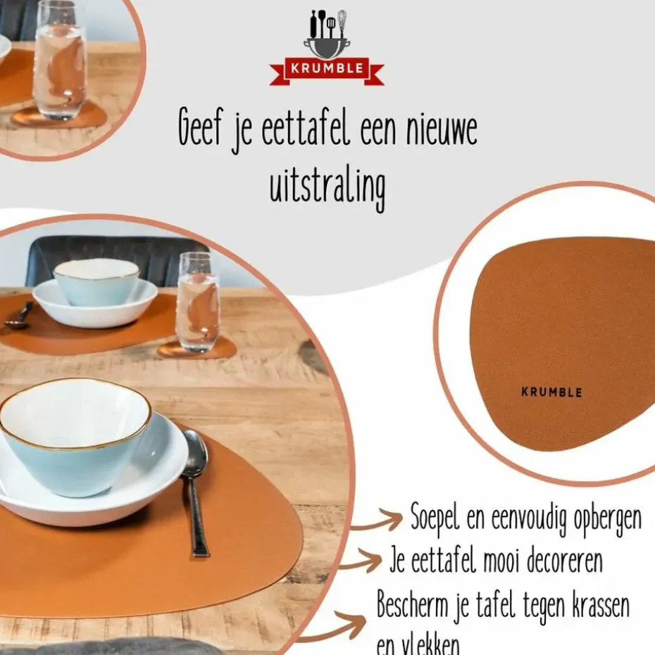 Krumble Placemat set design - 2 stuks - Bruin