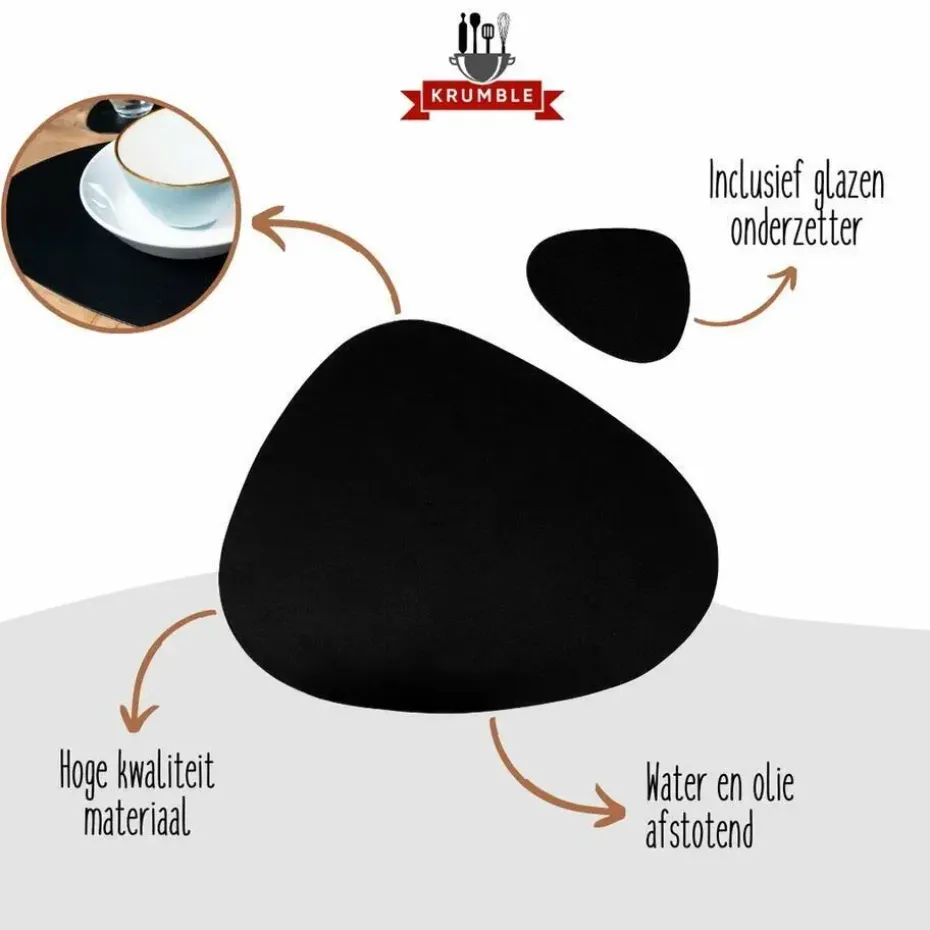 Krumble Placemat set design - 4 stuks - Zwart