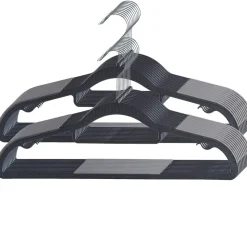 Kunststof kledinghangers - Set van 20 - antislip - met broeklat - Zwart