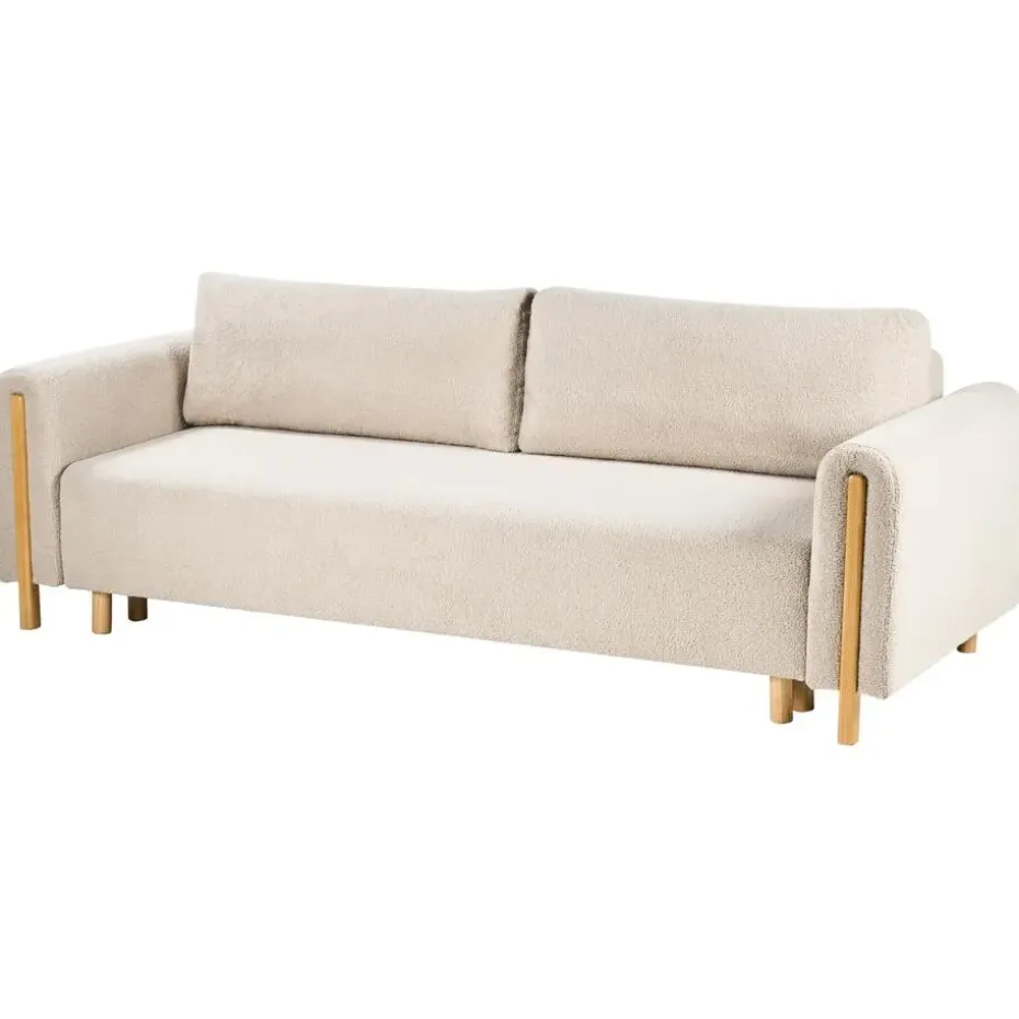 KVAM - Slaapbank 3-zits opbergruimte - Beige - Bouclé