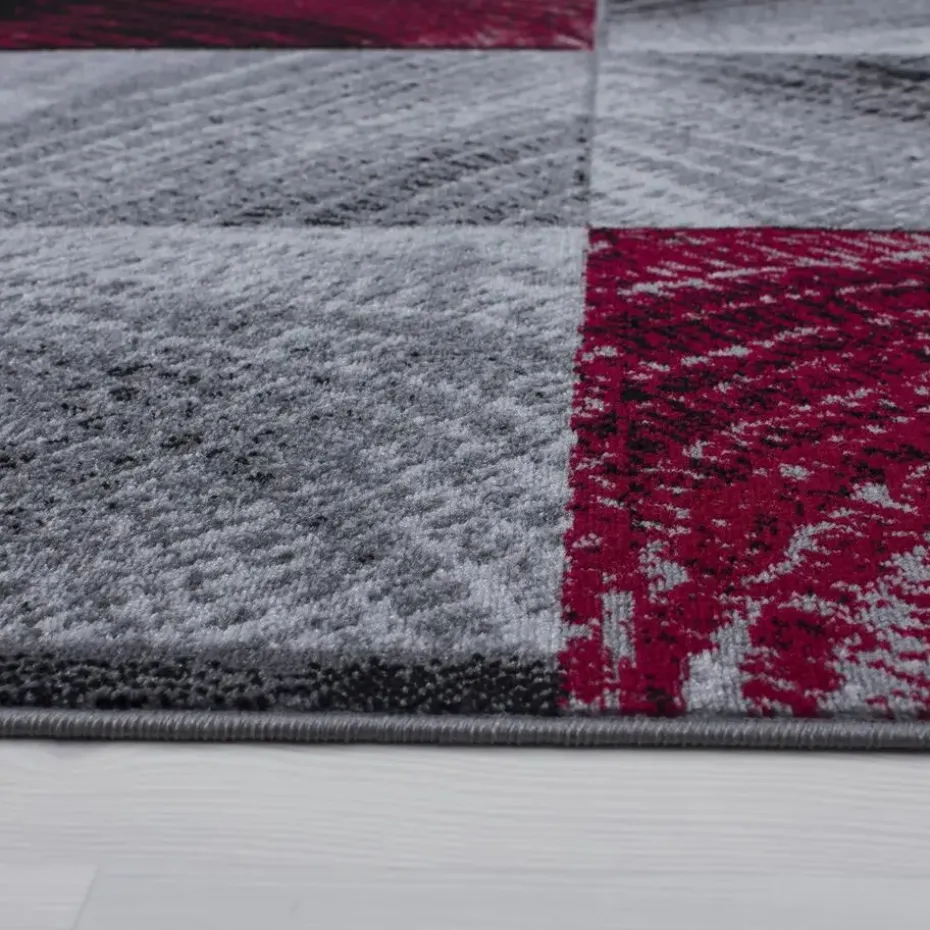 Laagpolig Vloerkleed Plus - Grijs Rood - 160x230 cm - Tapijt Woonkamer