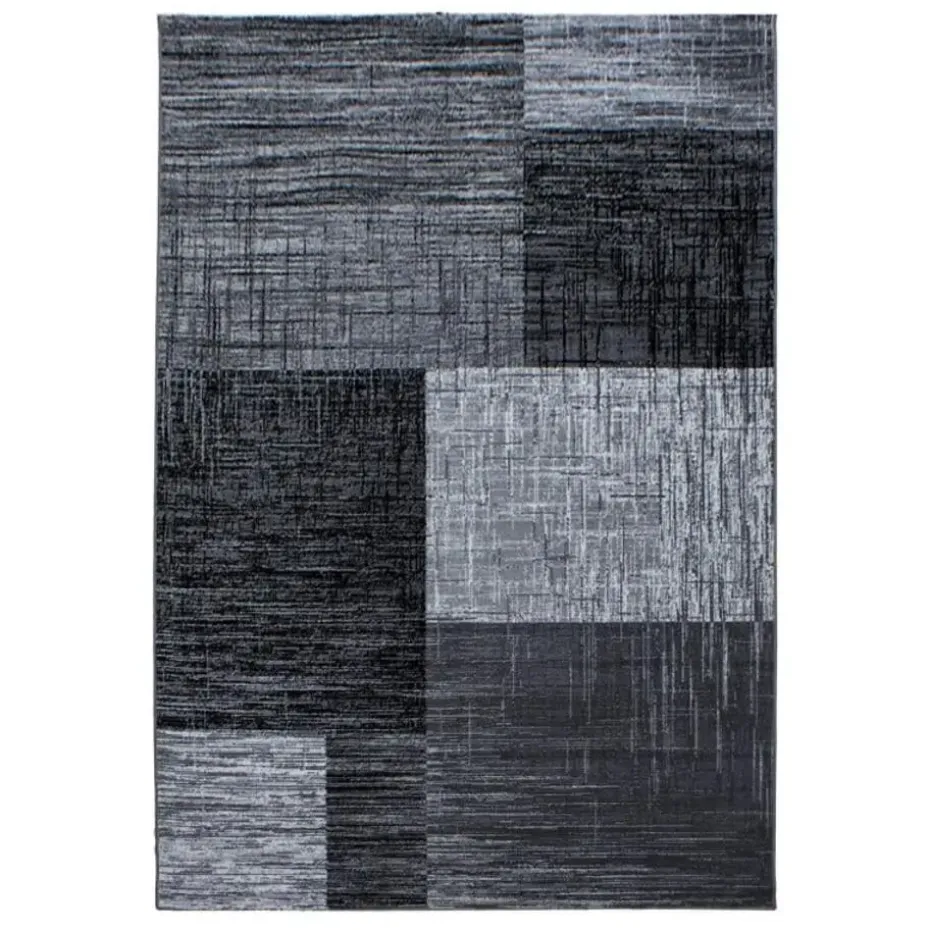 Laagpolig Vloerkleed Plus - Grijs Zwart - 160x230 cm - Tapijt Woonkamer
