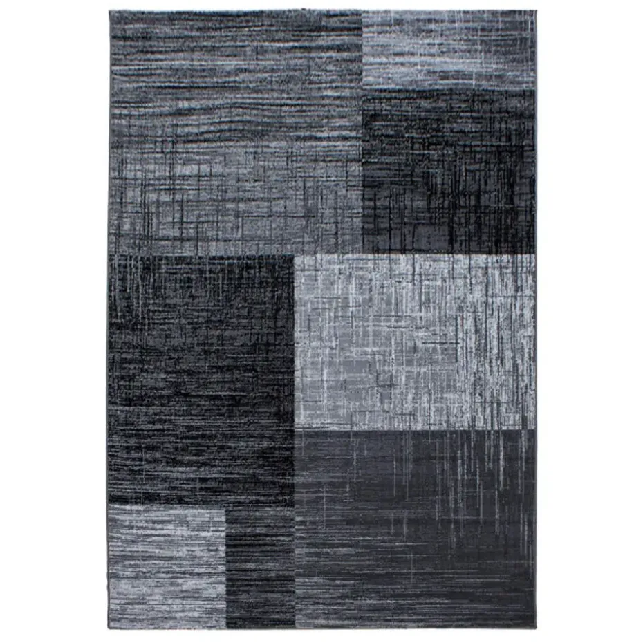 Laagpolig Vloerkleed Plus - Grijs Zwart - 160x230 cm - Tapijt Woonkamer