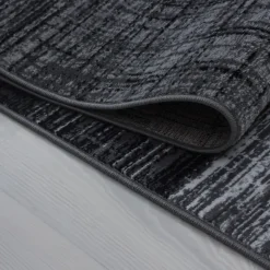 Laagpolig Vloerkleed Plus - Grijs Zwart - 160x230 cm - Tapijt Woonkamer