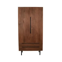 LABEL51 Bergkast Rio - Espresso - Mangohout - 2-Deurs - 200 cm