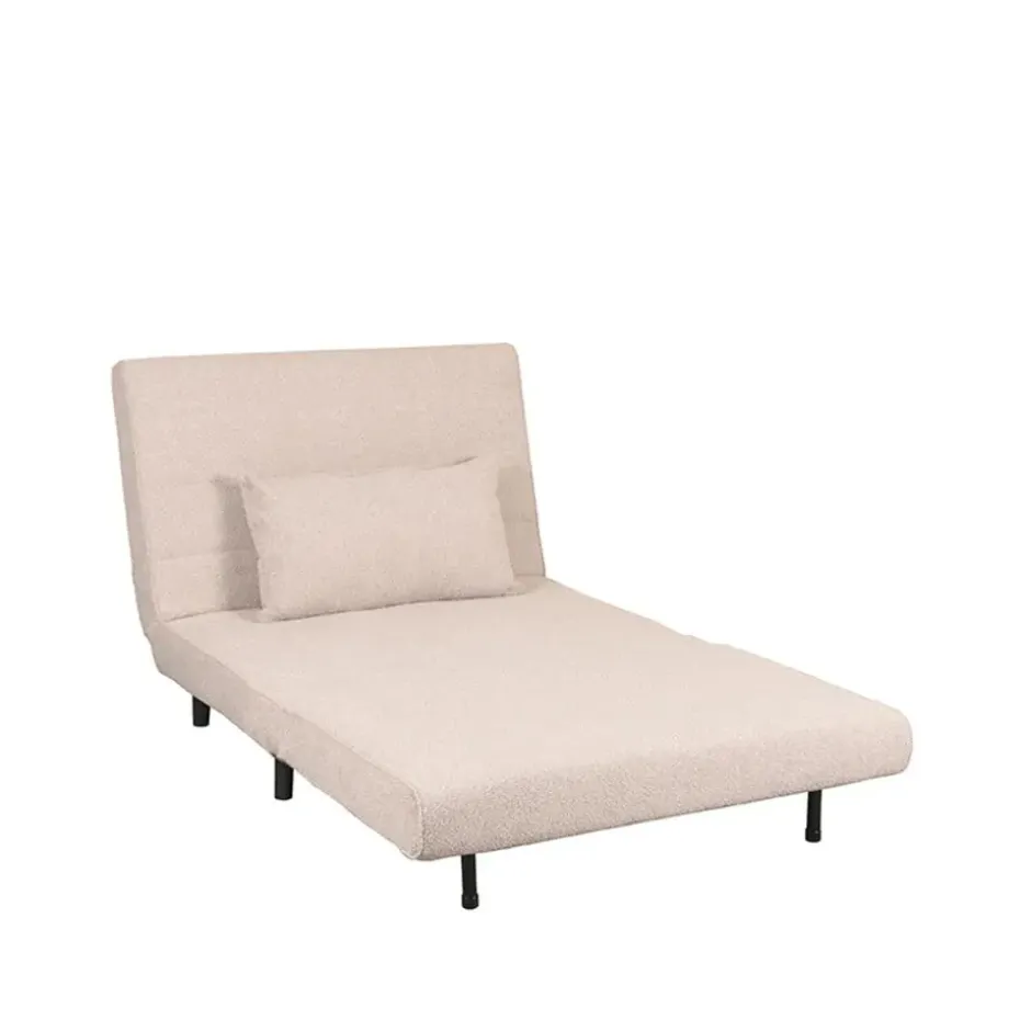 LABEL51 Slaapbank Single Bouclé Naturel/Zwart