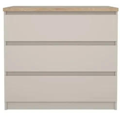 Ladekast Naia 3 lades - greige/eiken - 70,1x77x50 cm