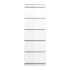 Ladekast Naia hoog 5 lades - hoogglans wit - 111,3x40,2x50 cm