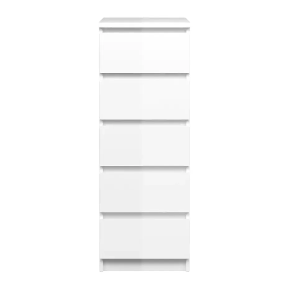 Ladekast Naia hoog 5 lades - hoogglans wit - 111,3x40,2x50 cm