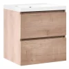 LAGOA - Wandgemonteerd meubel met wasbak - Lichtbruin - 60 cm - MDF