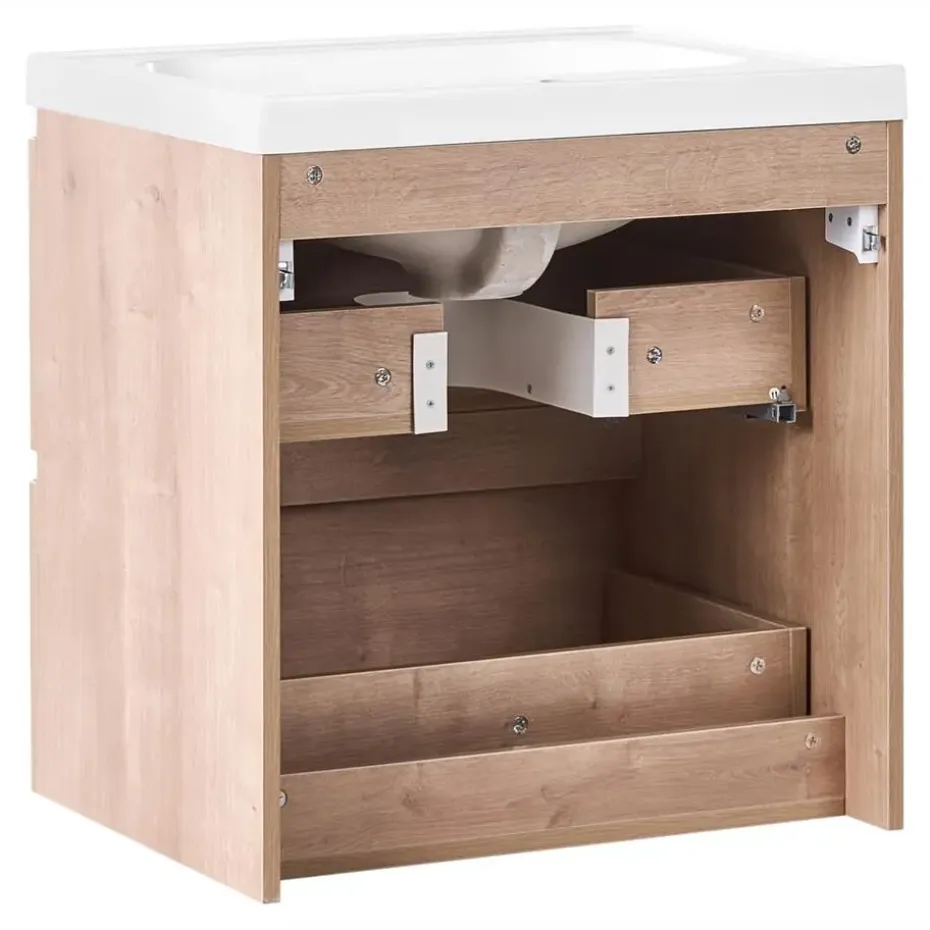LAGOA - Wandgemonteerd meubel met wasbak - Lichtbruin - 60 cm - MDF