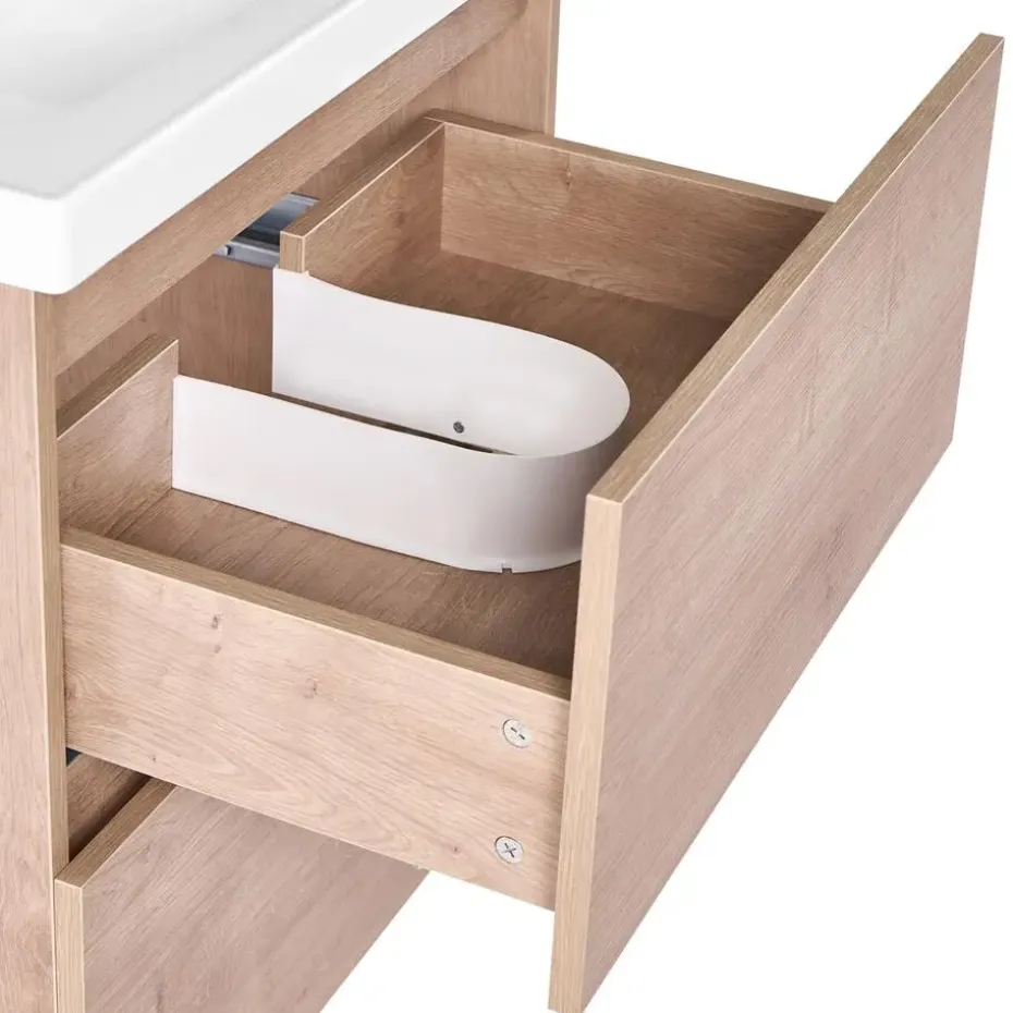LAGOA - Wandgemonteerd meubel met wasbak - Lichtbruin - 60 cm - MDF
