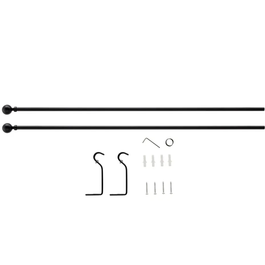 Lange Gordijnroede - Uitschuifbaar - Stang van 90 - 170 cm - Zwart