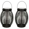 Lantaarn - 2 stuks - solar - tuinverlichting - zwart - 19 cm