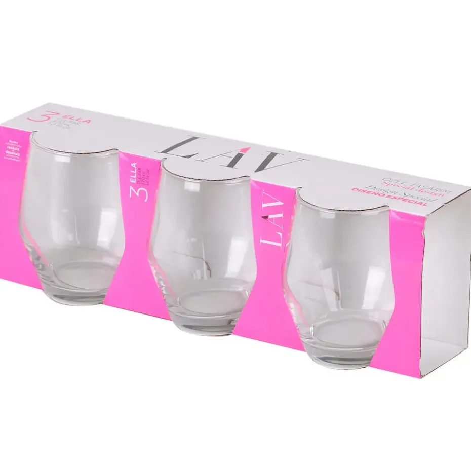 LAV Waterglazen Ella - transparant glas - 3x stuks - 370 ml