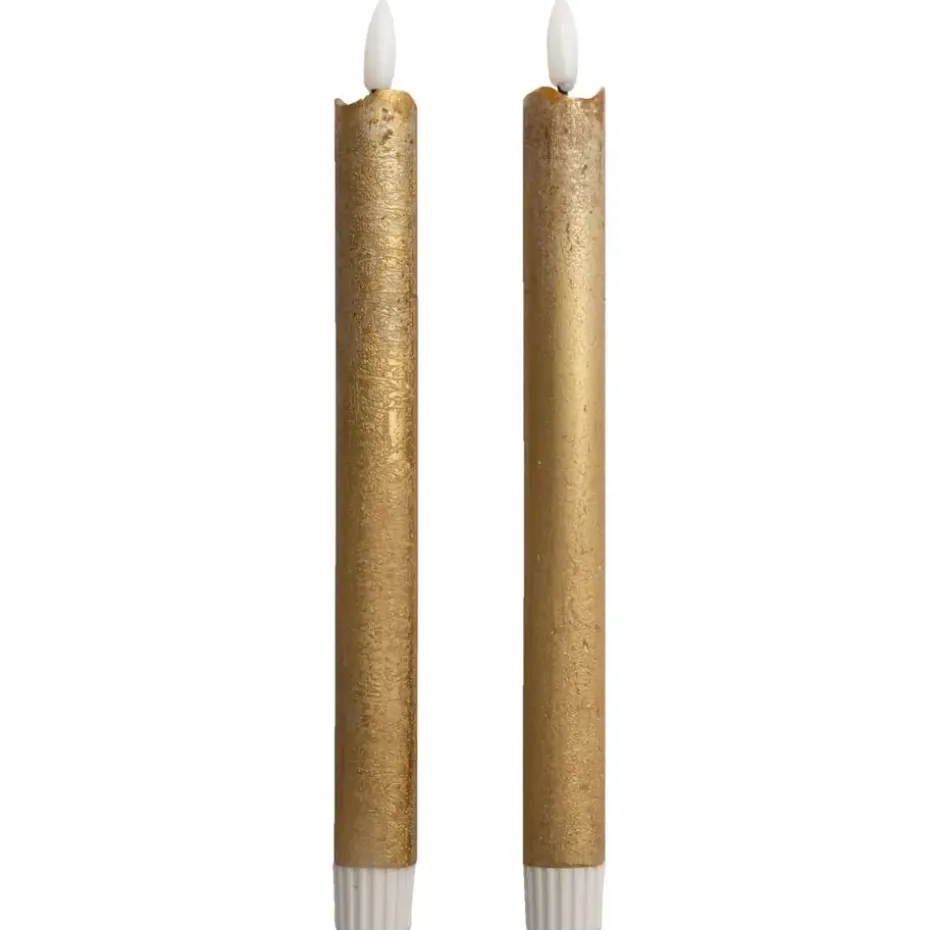 LED dinerkaarsen goudkleurig 25 cm - 2 stuks
