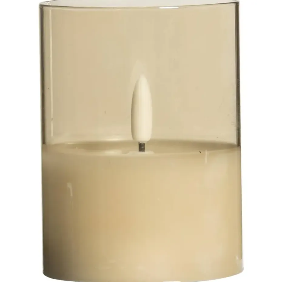 Led kaars in glas - goudkleurig - 10xØ7,5 cm