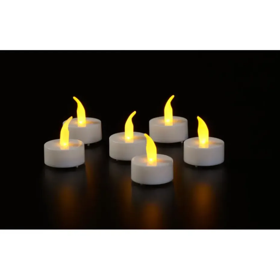 LED waxinelichtjes gele vlam 6x stuks