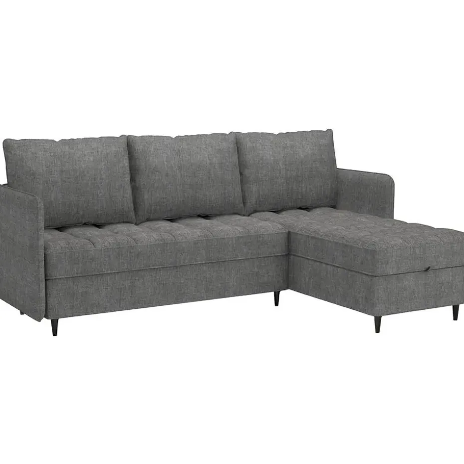 Lindhus - Bank met chaise longue omkeerbaar in stof grijs