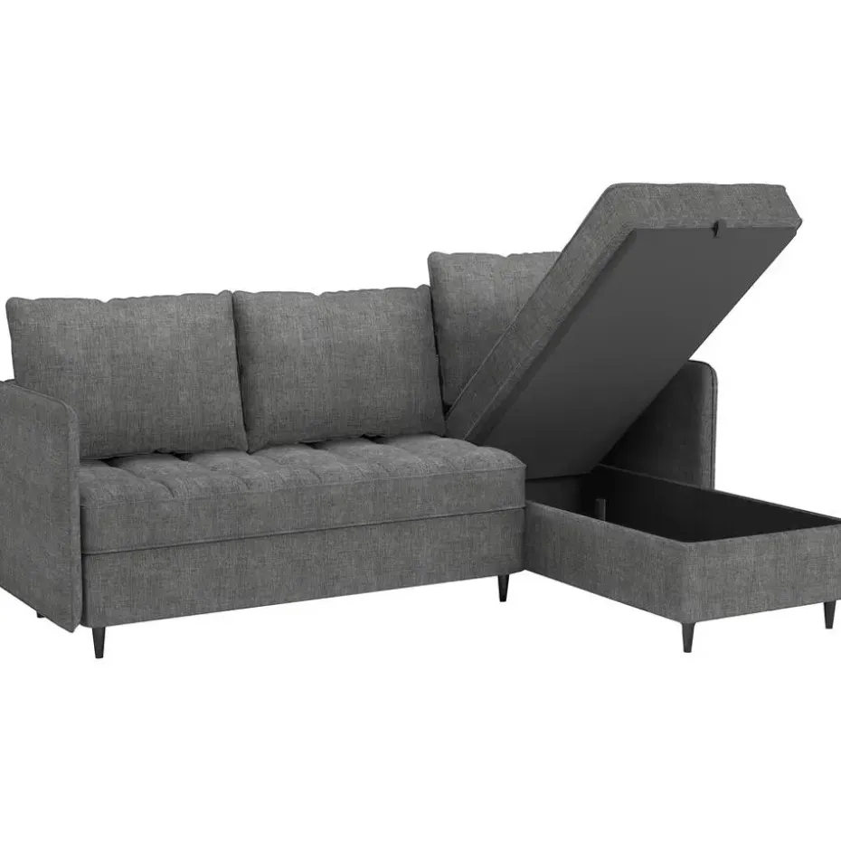 Lindhus - Bank met chaise longue omkeerbaar in stof grijs