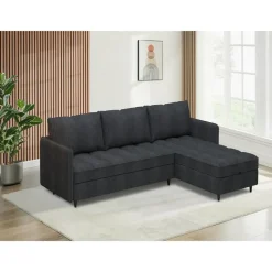 Lindhus - Bank met chaise longue omkeerbaar in corduroy antraciet