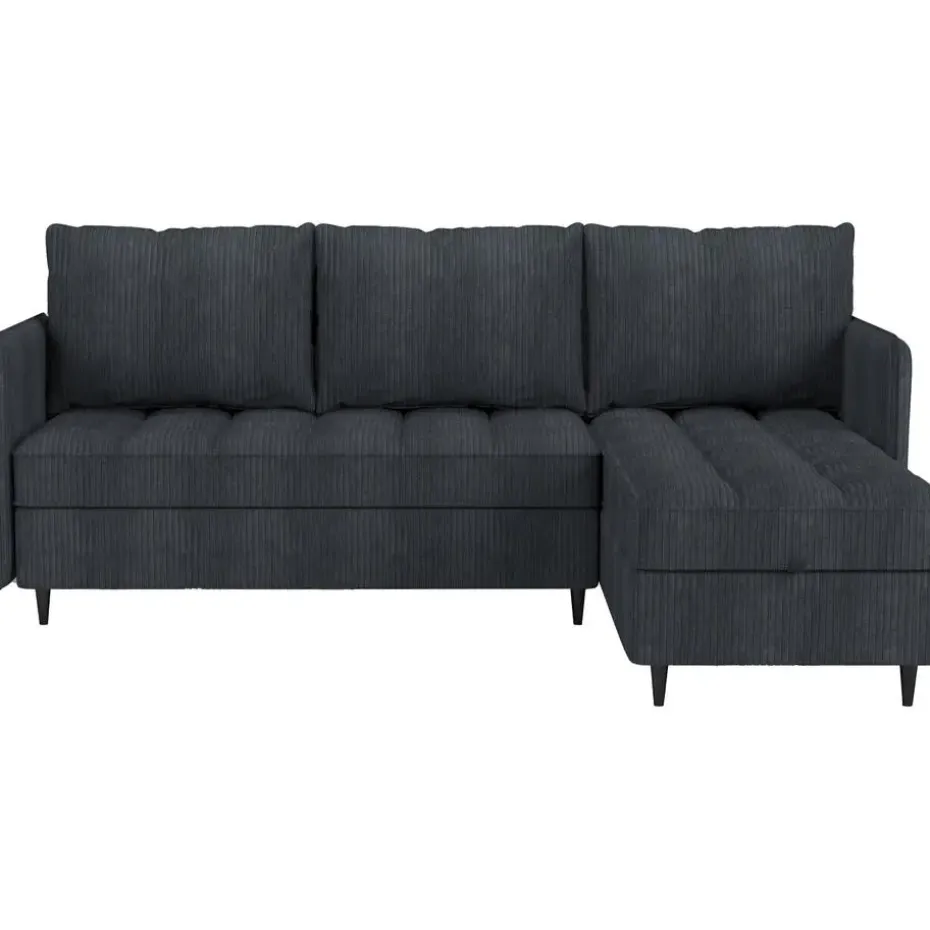 Lindhus - Bank met chaise longue omkeerbaar in corduroy antraciet