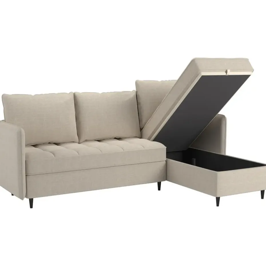Lindhus - Bank met chaise longue omkeerbaar in stof crème